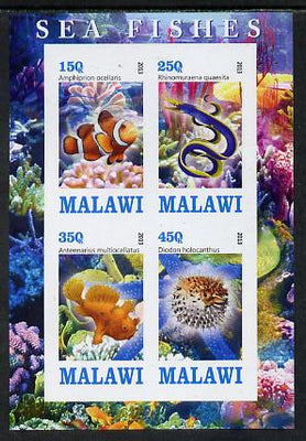 Malawi 2013 Fish #2 imperf sheetlet containing 4 values unmounted mint
