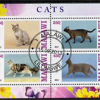 Malawi 2013 Domestic Cats #1 perf sheetlet containing 4 values fine cds used