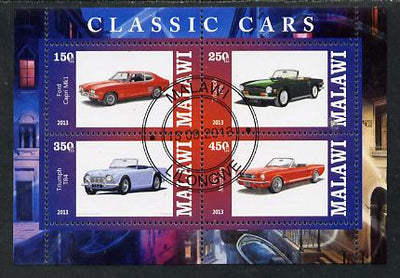 Malawi 2013 Classic Cars #1 perf sheetlet containing 4 values fine cds used
