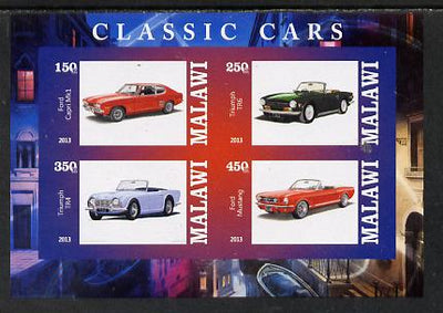 Malawi 2013 Classic Cars #1 imperf sheetlet containing 4 values unmounted mint