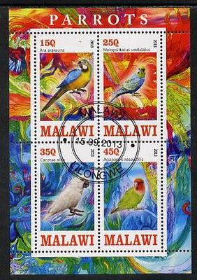 Malawi 2013 Parrots perf sheetlet containing 4 values fine cds used