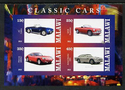 Malawi 2013 Classic Cars #2 imperf sheetlet containing 4 values unmounted mint
