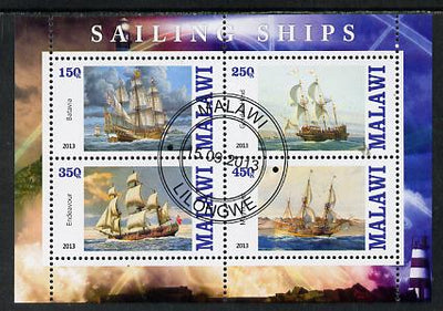 Malawi 2013 Sailing Ships #2 perf sheetlet containing 4 values fine cds used