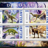 Malawi 2013 Dinosaurs #2 perf sheetlet containing 4 values unmounted mint