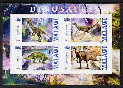 Malawi 2013 Dinosaurs #2 imperf sheetlet containing 4 values unmounted mint