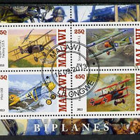 Malawi 2013 Biplanes perf sheetlet containing 4 values fine cds used