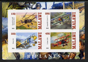 Malawi 2013 Biplanes imperf sheetlet containing 4 values unmounted mint