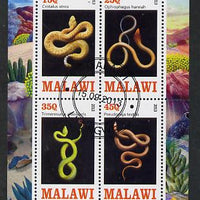 Malawi 2013 Snakes perf sheetlet containing 4 values fine cds used