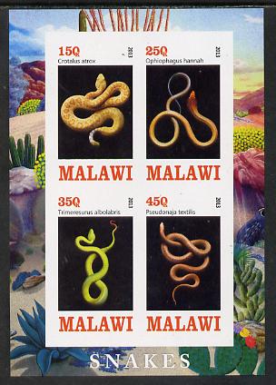 Malawi 2013 Snakes imperf sheetlet containing 4 values unmounted mint