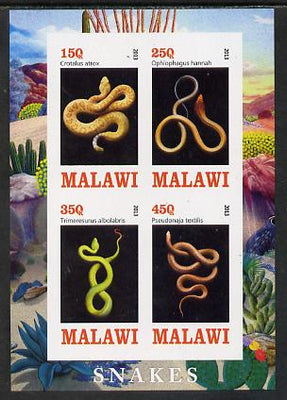 Malawi 2013 Snakes imperf sheetlet containing 4 values unmounted mint