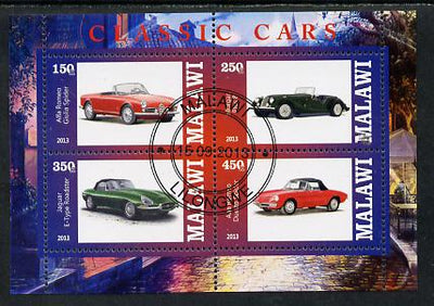 Malawi 2013 Classic Cars #3 perf sheetlet containing 4 values fine cds used