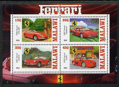 Malawi 2013 Ferrari Cars #2 perf sheetlet containing 4 values unmounted mint