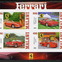 Malawi 2013 Ferrari Cars #2 imperf sheetlet containing 4 values unmounted mint