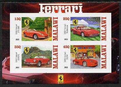 Malawi 2013 Ferrari Cars #2 imperf sheetlet containing 4 values unmounted mint