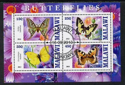Malawi 2013 Butterflies #4 perf sheetlet containing 4 values fine cds used