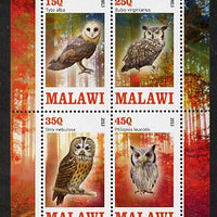 Malawi 2013 Owls perf sheetlet containing 4 values unmounted mint