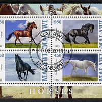 Malawi 2013 Horses perf sheetlet containing 4 values fine cds used