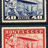 Russia 1930 Graf Zeppelin perf set of 2 mounted mint SG 574-75