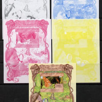Guinea - Conakry 2013 Butterflies #2 souvenir sheet - the set of 5 imperf progressive proofs comprising the 4 individual colours plus all 4-colour composite, unmounted mint