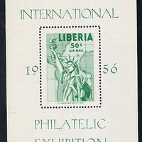 Liberia 1956 Fifth Int Stamp Exhibition perf m/sheet proof in green only unmounted mint similar to SG MS 783