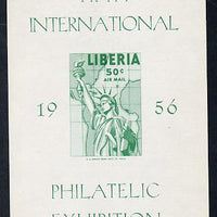 Liberia 1956 Fifth Int Stamp Exhibition imperf m/sheet proof in green only unmounted mint similar to SG MS 783