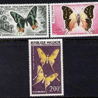 Malagasy Republic 1960 Butterflies 50f, 100f & 200f values from the def set (SG 19-21) unmounted mint*