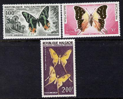 Malagasy Republic 1960 Butterflies 50f, 100f & 200f values from the def set (SG 19-21) unmounted mint*