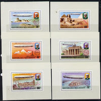 Malagasy Republic 1976 75th Anniversay of Zeppelin set of 6 individual perf deluxe sheets unmounted mint as SG 346-51