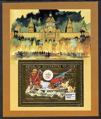 Malagasy Republic 1992 Barcelona Olympic Gamrs perf m/sheet in gold foil unmounted mint