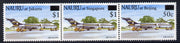 Nauru 1995 Stamp Exhibitions surcharged strip of 3 unmounted mint SG 438-40