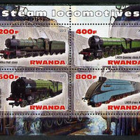 Rwanda 2013 Steam Locos #1 perf sheetlet containing 4 values unmounted mint