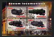 Rwanda 2013 Steam Locos #2 perf sheetlet containing 4 values fine cto used