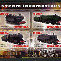 Rwanda 2013 Steam Locos #2 perf sheetlet containing 4 values unmounted mint