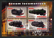 Rwanda 2013 Steam Locos #2 perf sheetlet containing 4 values unmounted mint