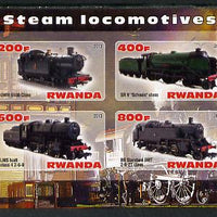 Rwanda 2013 Steam Locos #2 imperf sheetlet containing 4 values unmounted mint