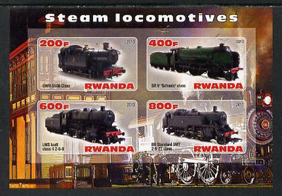 Rwanda 2013 Steam Locos #2 imperf sheetlet containing 4 values unmounted mint