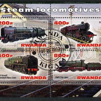 Rwanda 2013 Steam Locos #3 perf sheetlet containing 4 values fine cto used