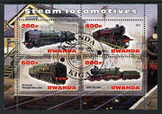Rwanda 2013 Steam Locos #3 perf sheetlet containing 4 values fine cto used
