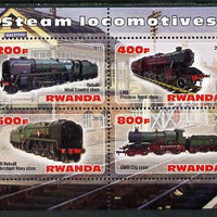 Rwanda 2013 Steam Locos #3 perf sheetlet containing 4 values unmounted mint