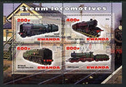 Rwanda 2013 Steam Locos #3 perf sheetlet containing 4 values unmounted mint