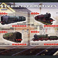 Rwanda 2013 Steam Locos #3 imperf sheetlet containing 4 values unmounted mint