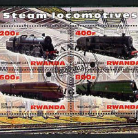 Rwanda 2013 Steam Locos #4 perf sheetlet containing 4 values fine cto used