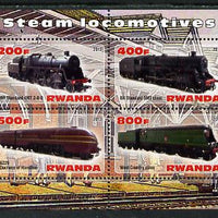 Rwanda 2013 Steam Locos #4 perf sheetlet containing 4 values unmounted mint