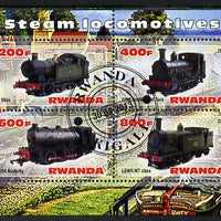 Rwanda 2013 Steam Locos #5 perf sheetlet containing 4 values fine cto used