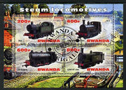 Rwanda 2013 Steam Locos #5 perf sheetlet containing 4 values fine cto used