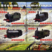 Rwanda 2013 Steam Locos #5 perf sheetlet containing 4 values unmounted mint