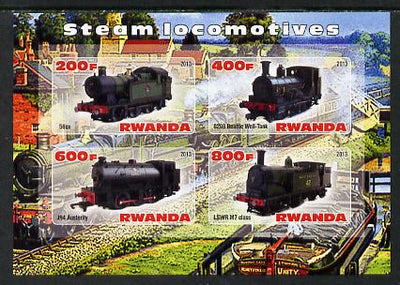 Rwanda 2013 Steam Locos #5 imperf sheetlet containing 4 values unmounted mint