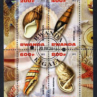 Rwanda 2013 Shells perf sheetlet containing 4 values fine cto used