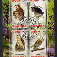 Rwanda 2013 Owls perf sheetlet containing 4 values fine cto used