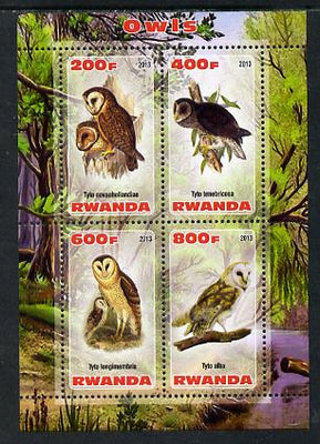 Rwanda 2013 Owls perf sheetlet containing 4 values unmounted mint